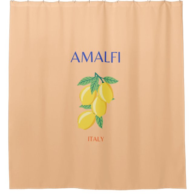 Amalfi Coast, Italy, Travel Art, Pastel, Orange Shower Curtain (Front)