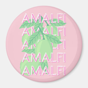 Amalfi Coast, Italy Travel Art, Pink Magnet
