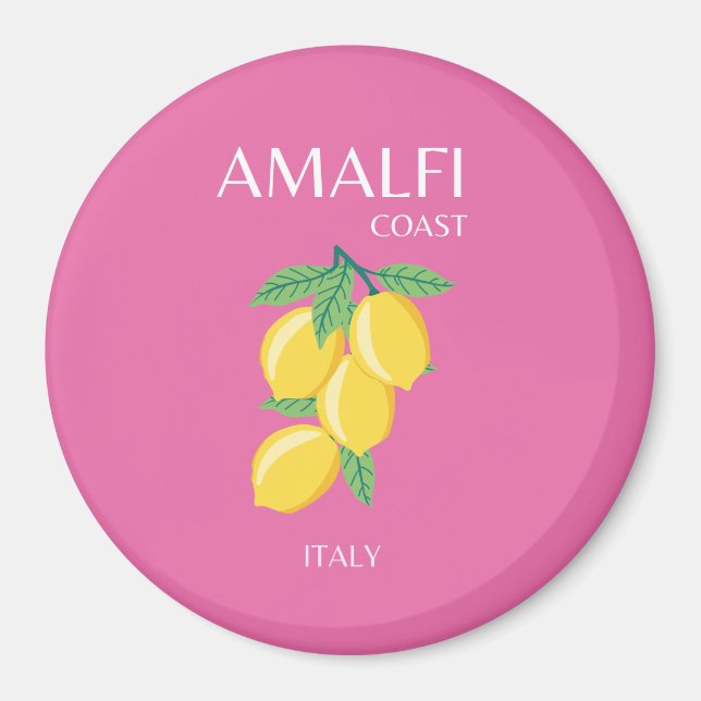 Amalfi Coast, Italy, Travel Art, Pink, Preppy Magnet (Front)