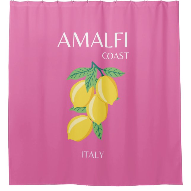 Amalfi Coast, Italy, Travel Art, Pink, Preppy Shower Curtain (Front)