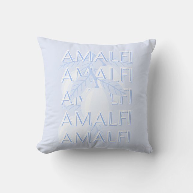 Amalfi Coast, Italy, Travel Art, Preppy, Blue Cushion (Front)