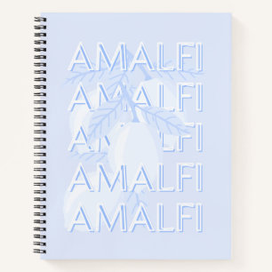 Amalfi Coast, Italy, Travel Art, Preppy, Blue Notebook