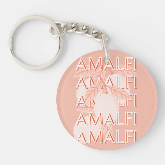 Amalfi Coast, Italy Travel Art, Preppy, Minimalist Key Ring (Front)