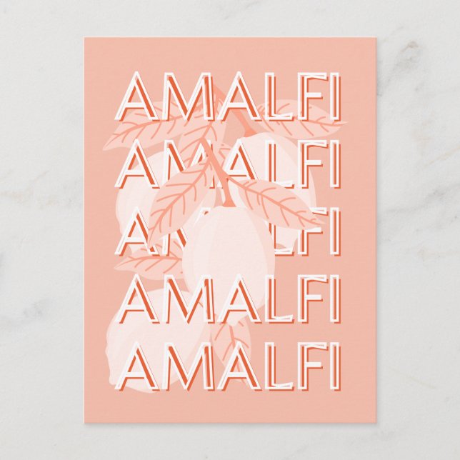 Amalfi Coast, Italy Travel Art, Preppy, Minimalist Postcard (Front)
