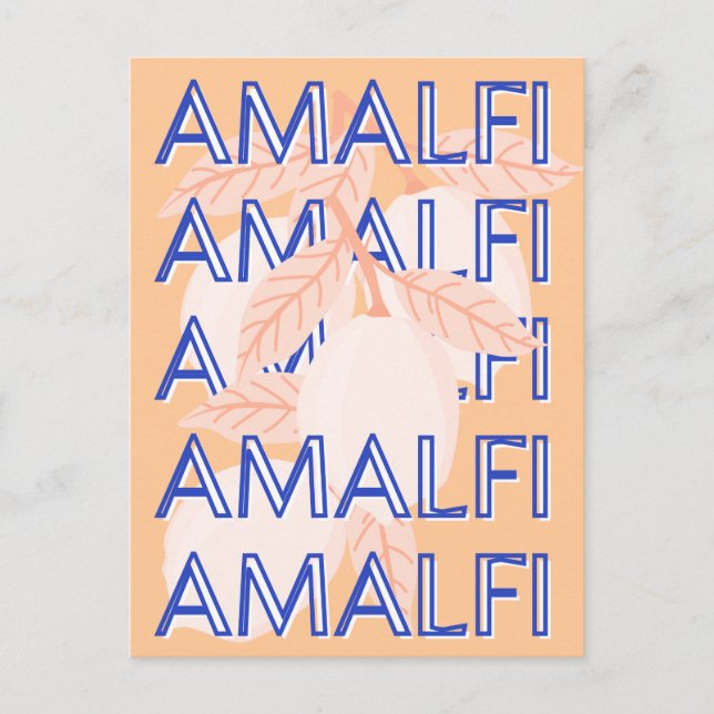 Amalfi Coast, Italy Travel Art, Preppy, Orange Holiday Postcard (Front)