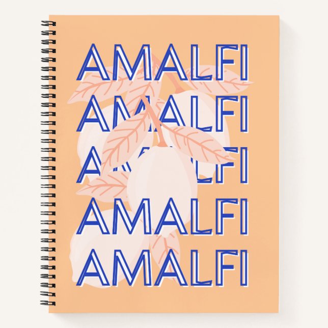 Amalfi Coast, Italy Travel Art, Preppy, Orange Notebook (Front)
