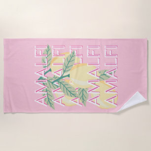 Amalfi Coast, Italy, Travel Art, Preppy, Pink Beach Towel
