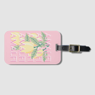 Amalfi Coast, Italy, Travel Art, Preppy, Pink Luggage Tag