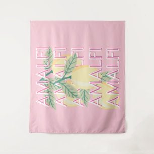 Amalfi Coast, Italy, Travel Art, Preppy, Pink Tapestry