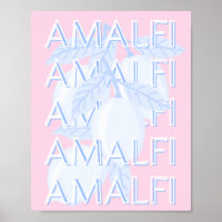 Amalfi Coast, Italy, Travel Art, Preppy