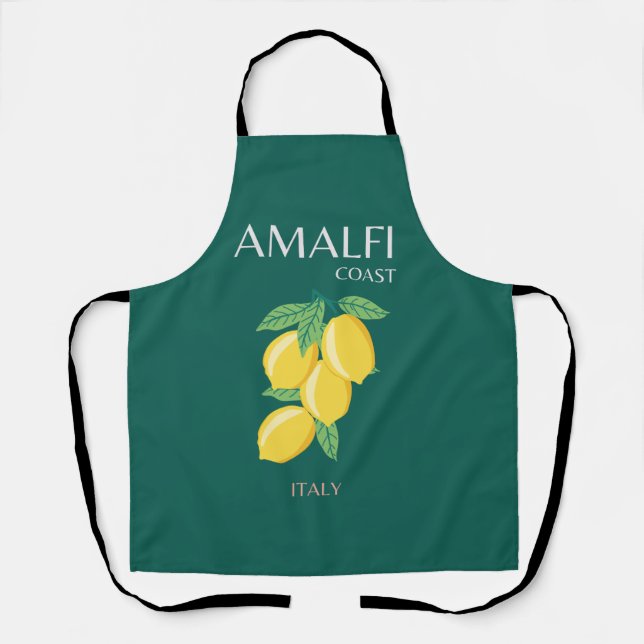 Amalfi Coast, Italy, Travel Art, Retro, Green Apron (Front)