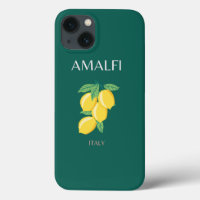 Amalfi Coast, Italy, Travel Art, Retro, Green