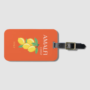 Amalfi Coast, Italy, Travel Art, Retro, Orange Luggage Tag
