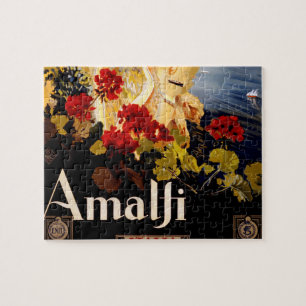 Amalfi coast Italy Travel Poster Art Graphic Jigsaw Puzzle