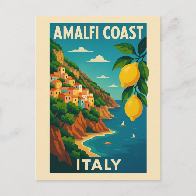 Amalfi Coast Italy Vintage Travel Postcard (Front)