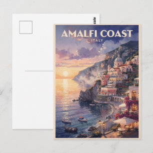 Amalfi Coast Italy Vintage Travel Postcard