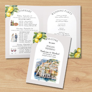 Amalfi Coast Italy Watercolor Destination Wedding Programme