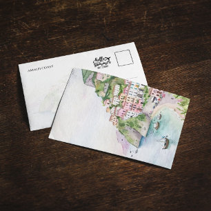 Amalfi Coast Italy Watercolor Postcard