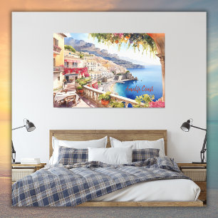 Amalfi Coast Italy Watercolor Sketch    Canvas Print