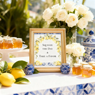Amalfi Coast Lemon Baby Shower Take a Favour Poster
