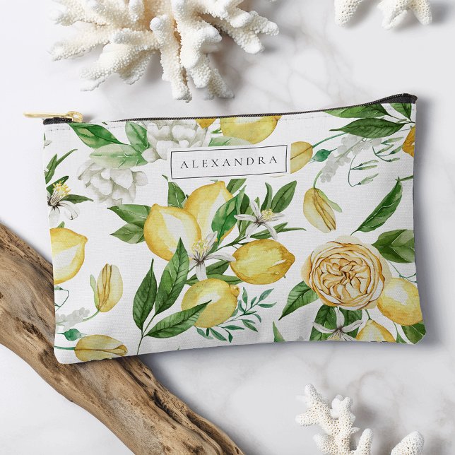 Amalfi Coast Lemon Blossom Personalised Accessory Pouch (Creator Uploaded)