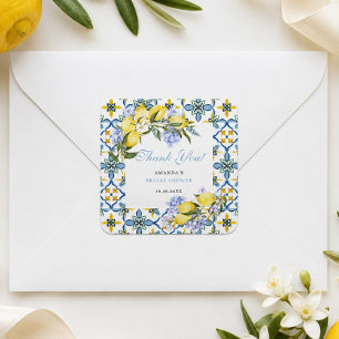 Amalfi Coast Lemon Italia Mediterran Bridal Shower Square Sticker
