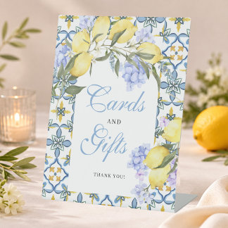 Amalfi Coast Lemon Mediterran Bridal Shower Pedestal Sign