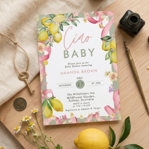 Amalfi Coast Lemon Summer Italian Ciao Baby Shower Invitation