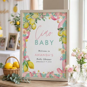 Amalfi Coast Lemon Summer Italian Ciao Baby Shower Poster