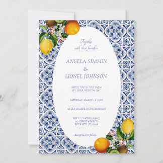 Amalfi Coast Lemon Tiles Italy Oval Frame Invitation