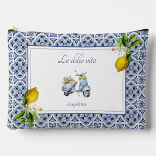 Amalfi Coast Lemon Tiles Italy Personalised Accessory Pouch
