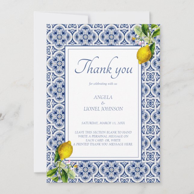 Amalfi Coast Lemon Tiles Italy Personalised   Invitation (Front)