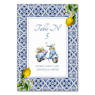 Amalfi Coast Lemon Tiles Italy Personalised   Table Number