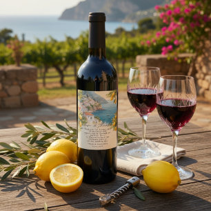 Amalfi Coast Lemon Wedding Italian Wine Label