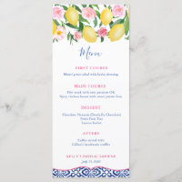Amalfi Coast Lemons Blue White Tiles Baby Shower