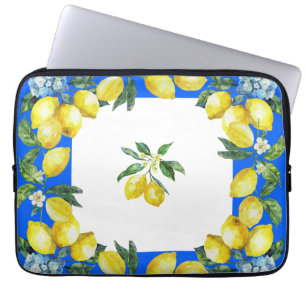 Amalfi Coast Lemons Ocean Blue Laptop Sleeve