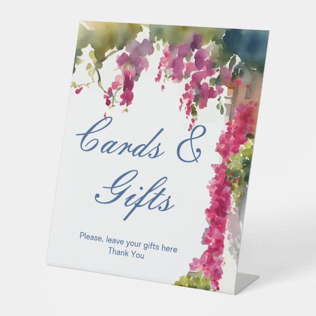 Amalfi coast Mediterranean Italian bridal shower Pedestal Sign (Front)