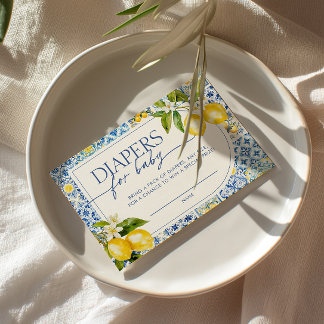 Amalfi Coast Mediterranean Lemon Diaper Raffle Enclosure Card