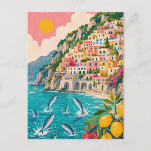 Amalfi Coast Mediterranean Lemon Italian Sardine Postcard