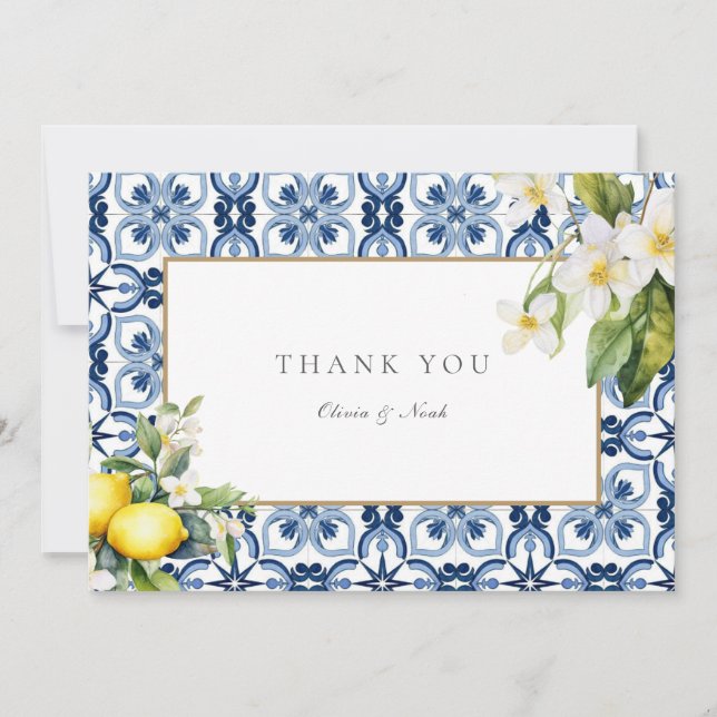 Amalfi Coast Mediterranean Lemon Thank You Card (Front)