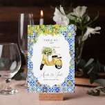 Amalfi Coast | Mediterranean Lemon Tiles Wedding Table Number<br><div class="desc">Table numbers enhance the look of your tablescape and put the finishing touch on your special day. Personalised text printing of the names or numbers of your tables. Hills in the sunset, olive groves, lemon trees, and white wine. This palette brings gorgeous graphics, soft patterns, and florals of all types...</div>