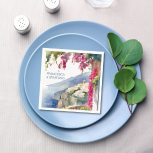 Amalfi coast Mediterranean monogram printed Napkin