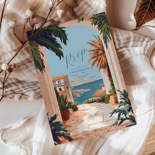 Amalfi Coast | Mediterranean Tiles Wedding RSVP Card (Creator Uploaded)