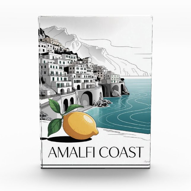 Amalfi Coast Minimalist Line Art Photo Block (Front)