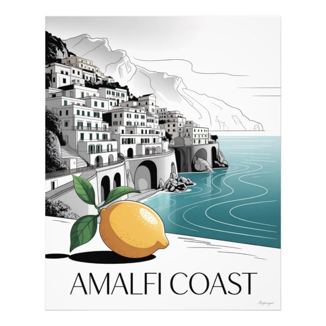 Amalfi Coast Minimalist Line Art Photo Print (Front)