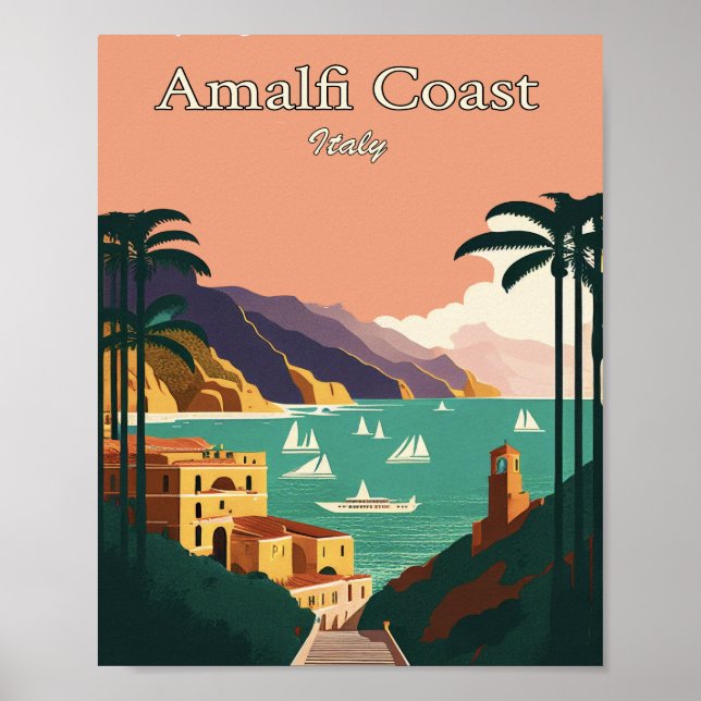 Amalfi Coast Minimalist Vintage Poster Art (Front)
