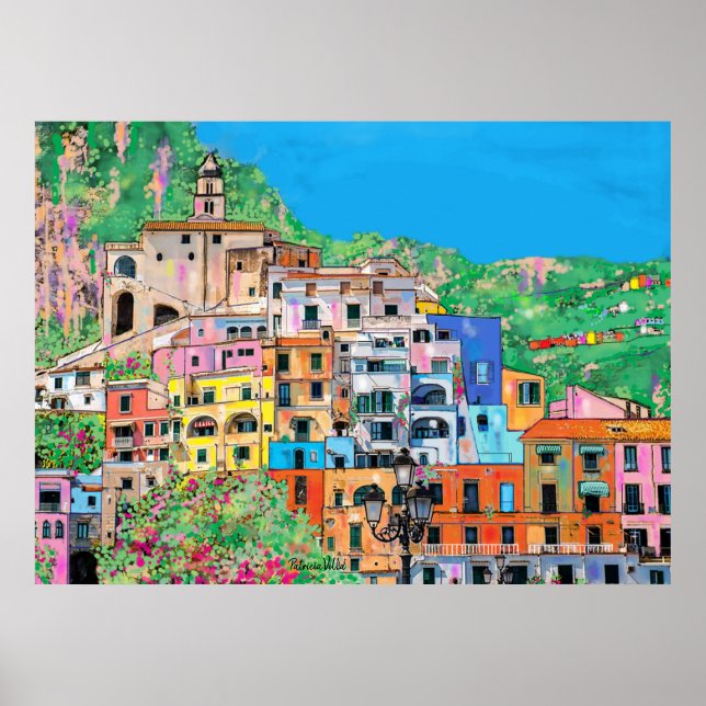 Amalfi Coast of Italy Digital Art Traditional Poster (Front)