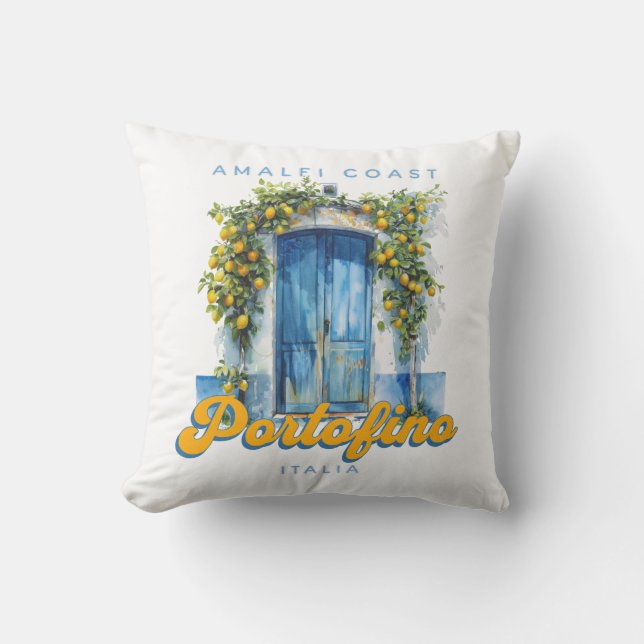Amalfi Coast Portofino La Dolce Vita Italia Lemons Cushion (Front)