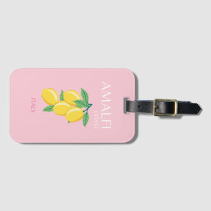 Amalfi Coast, Preppy Art, Pink, Travel Luggage Tag