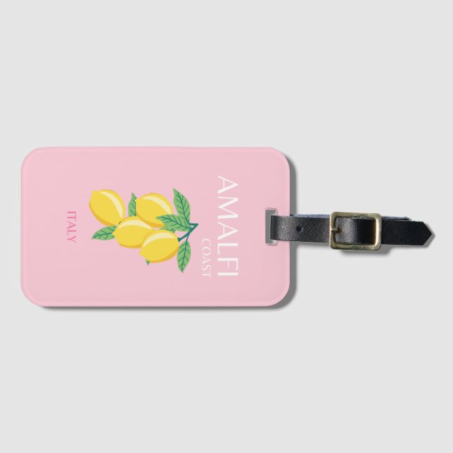 Amalfi Coast, Preppy Art, Pink, Travel Luggage Tag (Front Horizontal)